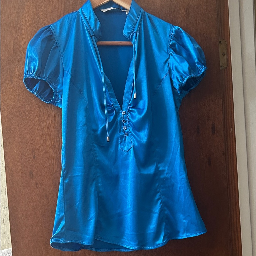 Zara Shiny Blue Blouse